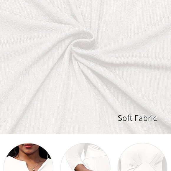 Women's Plus Size Stretchy Flared Wrap Dress Casual Wedding Guest Midi Dresses V - Picture 5 of 5